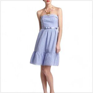 Anthropologie Hitherto Catherina Blue Perwinkle Blue Strapless Belted Dress 2